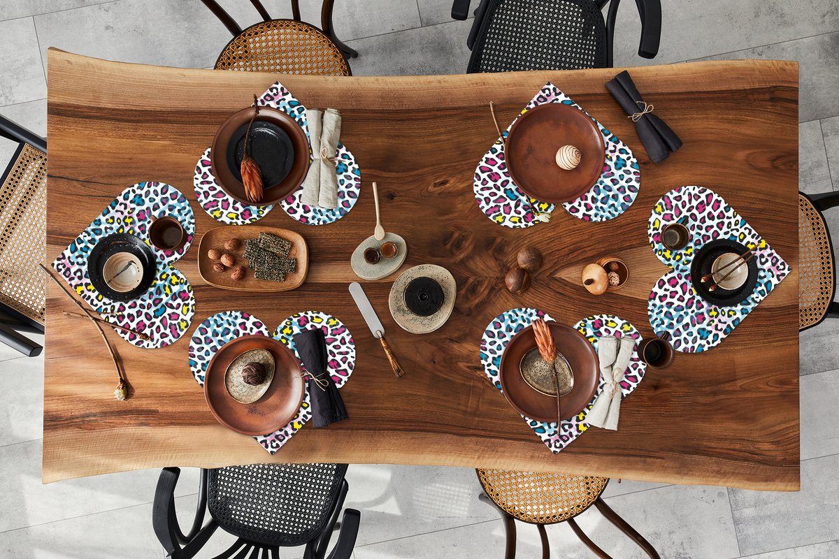 Onderleggers - Placemats - Placemats hartje - Panter - Regenboog - Patroon - 6 stuks