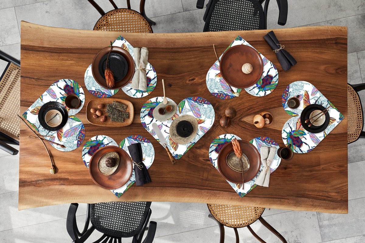 Onderleggers - Placemats - Placemats hartje - Insecten - Regenboog - Design - 8 stuks