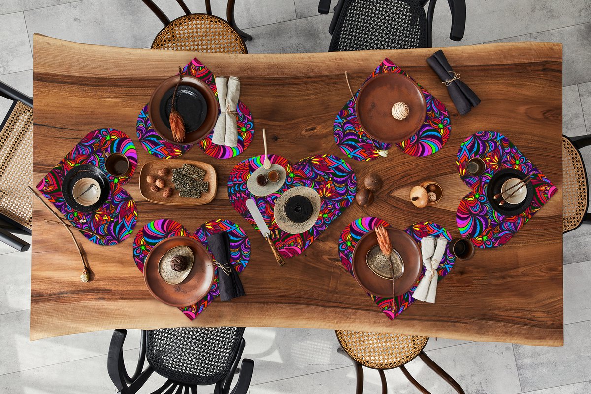 Onderleggers - Placemats - Placemats hartje - Patroon - Jungle - Abstract - 10 stuks