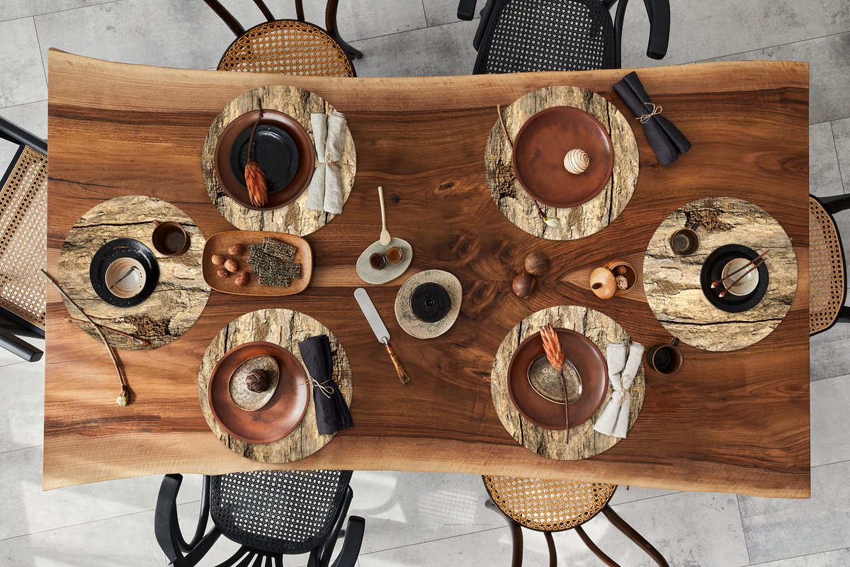 Ronde placemats - Onderlegger - Placemats rond - Boomschors - Hout - Design - Vintage - 6 stuks