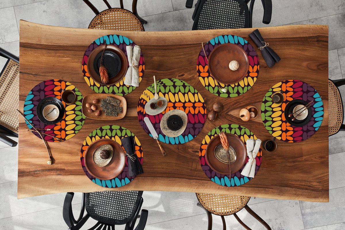 Ronde placemats - Onderlegger - Placemats rond - Haakpatronen - Retro - Regenboog - 10 stuks