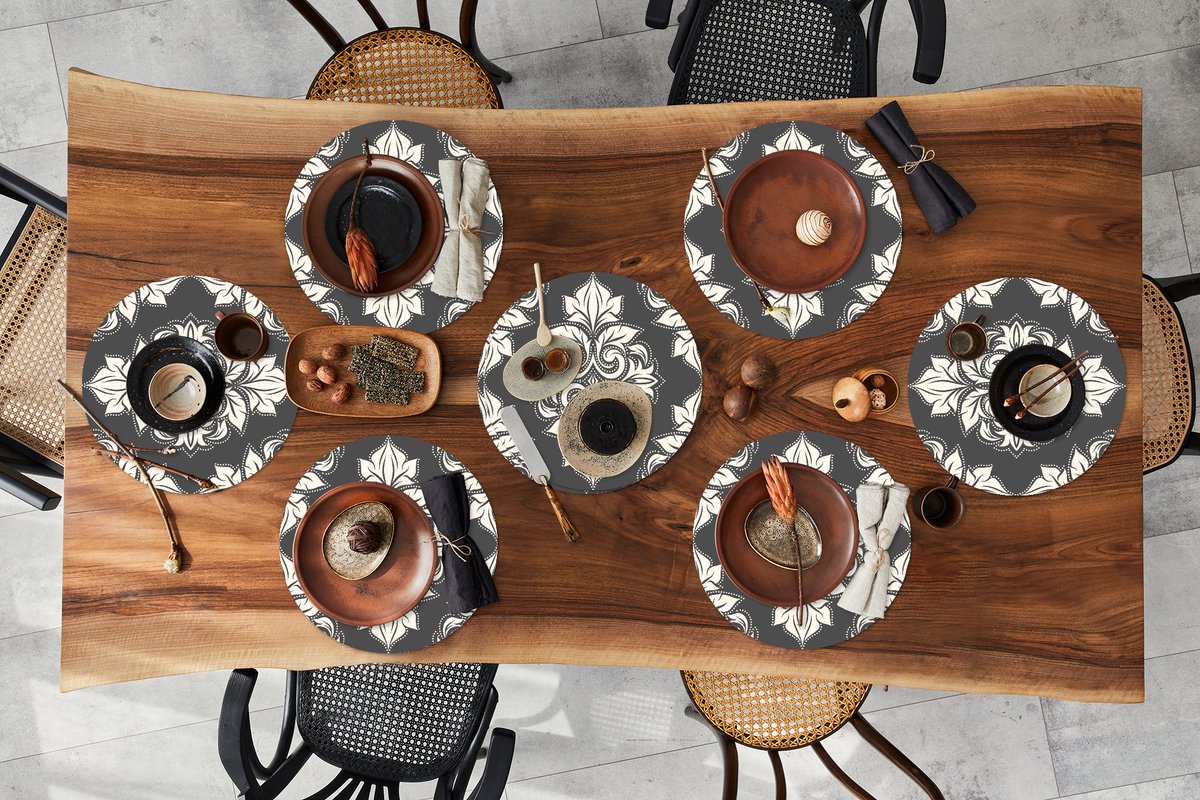 Ronde placemats - Onderlegger - Placemats rond - Patronen - Ruit - Jaren 20 - 8 stuks