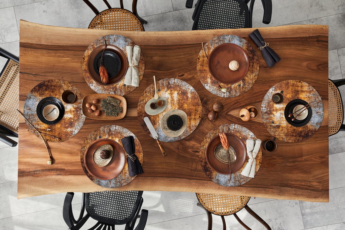 Ronde placemats - Onderlegger - Placemats rond - IJzer - Oud - Roest print - 8 stuks