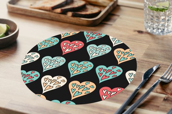 Sets de table ronds - Dessous de verre - Napperons ronds - Filles - Coeur - Hartjes - Motifs - Fille - Kids - Enfants - Meiden - 10 pièces