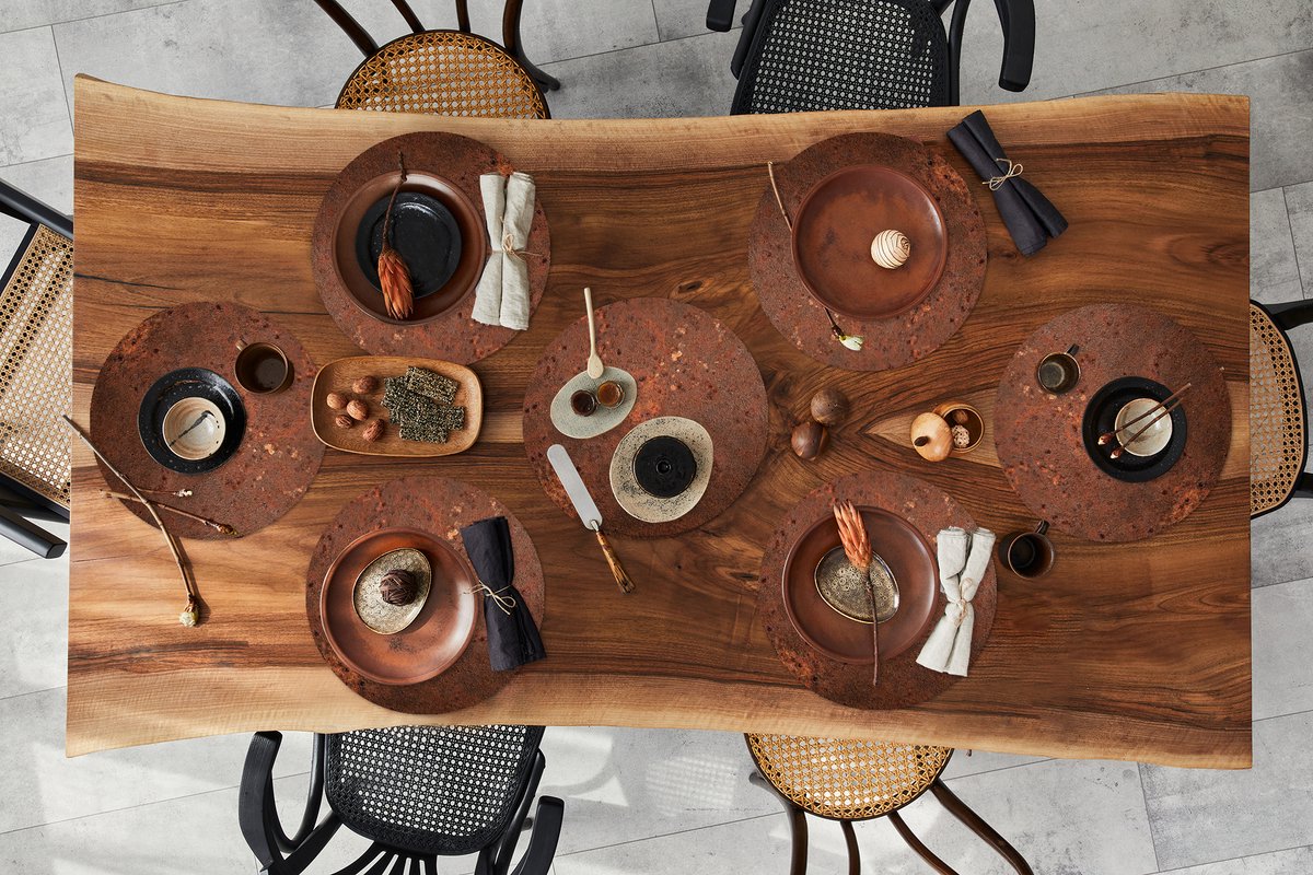 Ronde placemats - Onderlegger - Placemats rond - Roest print - Bruin - Vintage - 8 stuks