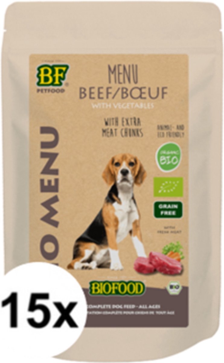 15x Biofood Organic Kalkoen Rund - Hondenvoer - 150g