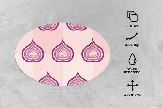 Napperons ovales - Sets de table - Sets de table ovales - Violet - Motifs - Oignons - 8 pièces