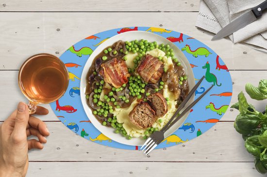 Napperons ovales - Sous-verres - Sets de table ovales - Dragon - Dinosaurus - Motifs - Enfants - Bébé - Garçons - Filles - Kids - 8 pièces