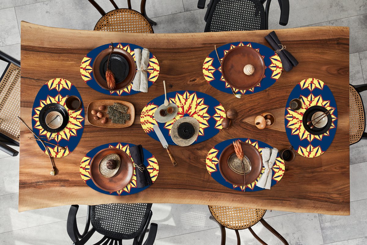 Placemats ovaal - Onderleggers - Ovale placemats - Sterren - Patronen - Abstract - 10 stuks