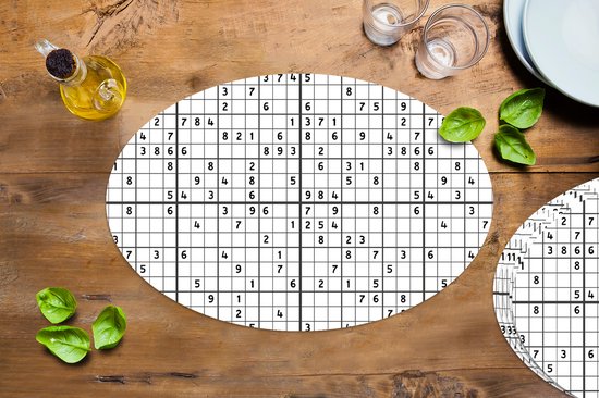 Napperons de table ovales - Sets de table - Sets de table ovales - Sudoku - Puzzle - Motif - 6 pièces