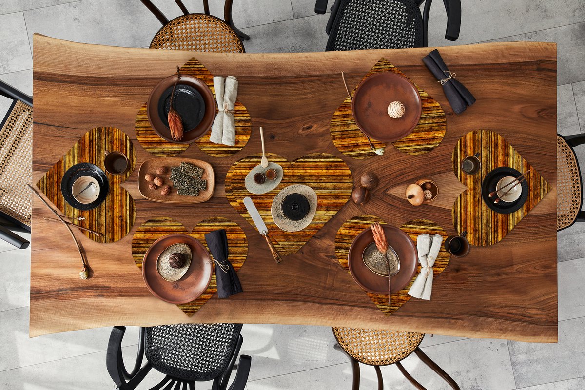 Onderleggers - Placemats - Placemats hartje - Vintage - Hout - Patronen - Planken - 10 stuks