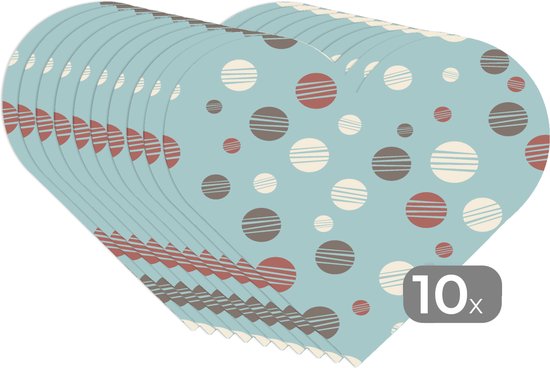 Napperons de table - Sets de table - Napperons coeur - Pois - Motifs - Pastel - 10 pièces