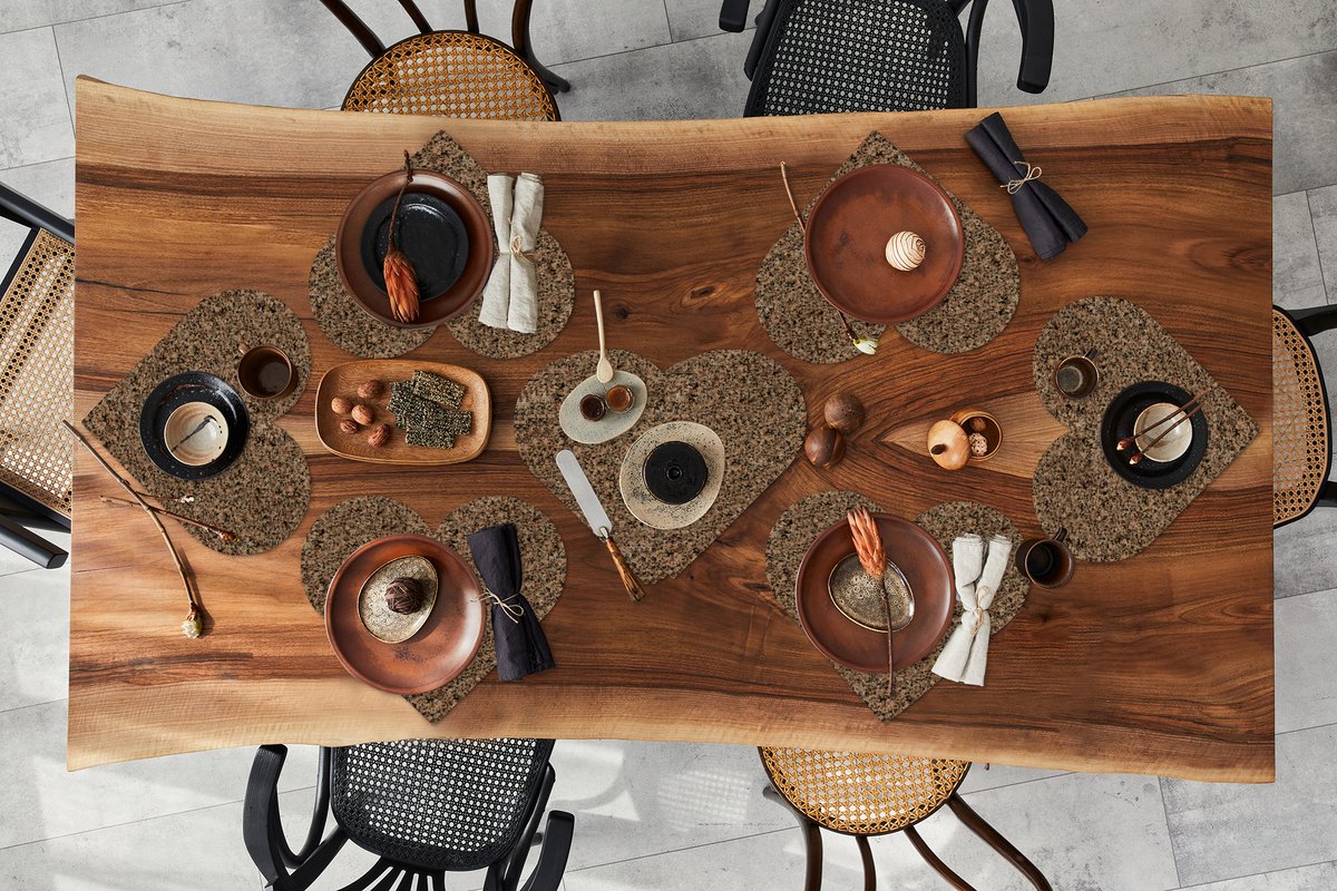 Onderleggers - Placemats - Placemats hartje - Graniet print - Steen - Design - 10 stuks
