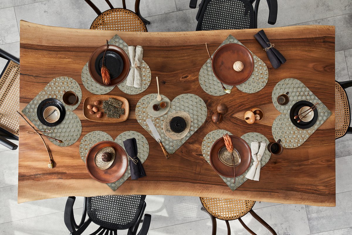 Onderleggers - Placemats - Placemats hartje - Staal - Noppen - Roest print - 8 stuks