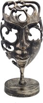 Deco4yourhome® - Masker op Standaard - Silver Antique - Grijs - Metaal - 37cm