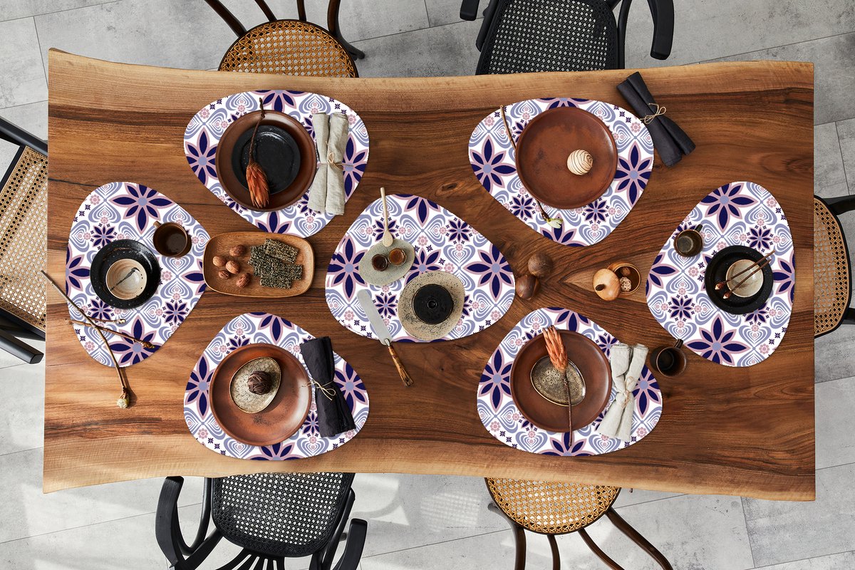Placemat organisch - Placemats organic - Onderleggers - Bloemen - Luxe - Design - 8 stuks