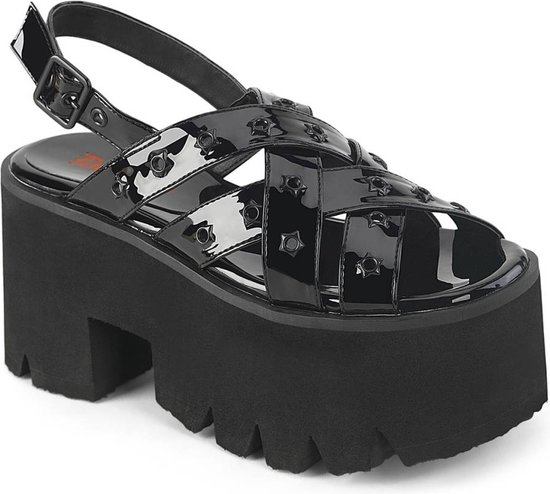 Demonia Plateau Sandaal Shoes- ASHES-12 US Zwart