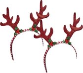 4x stuks kerst diadeems/haarbanden rendier gewei 24 cm - Kerstaccessoires/tiara/diademen