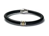 Nouveau ! Jolla - bracelet femme argent - cuir - fermeture magnétique - breloques - bicolore - Single Ladies - Zwart