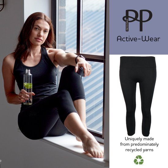 Pretty Polly Capri Legging - Active Wear - 3/4 legging - Zacht - Naadloos - Ademend - Comfort - Bewegingsvrijheid - Gerecycled Garen - Yoga - Pilates - M/L - Zwart van Pretty Polly — afbeelding 3