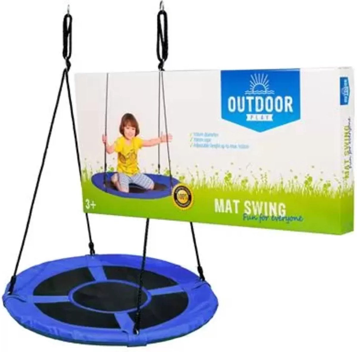 Outdoor Play Schommel - Speelgoed - diameter 100cm - Max 100kg - Verstelbaar ophangtouw — afbeelding 8