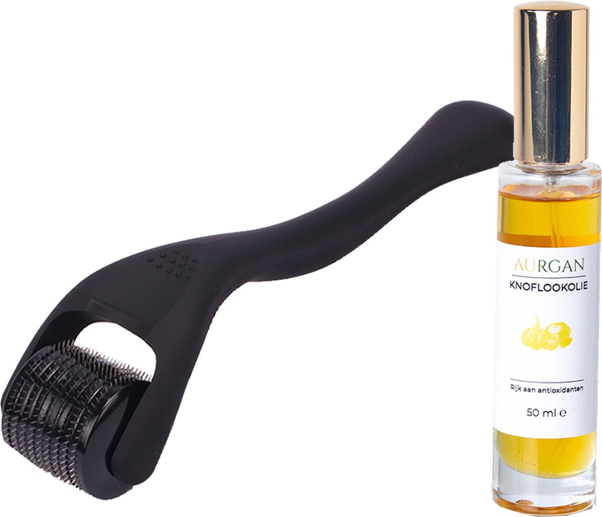 Aurgan Dermaroller met cosmetische knoflookolie - haarolie - haargroei bevordering - tegen haaruitval