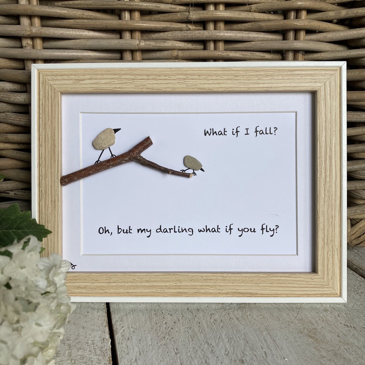 Schilderijtje 3D. What if I fall? 16 x 21 cm.