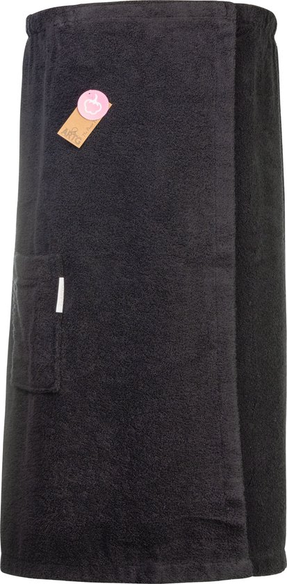 ARTG® Towelzz - Sauna Kilt - Dames - met Klittenband - Zwart - Black - EXTRA LANG model - 110 cm - (Borst omvang tot 170 cm)