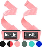 hustle® – hustle sports – Lifting Straps met Padding en Anti-slip - Lifting Grips/Hooks – Deadlift Straps – Geschikt voor Fitness, Powerlifting, Krachttraining en Crossfit – 2 Stuks – Roze - Voor vrouwen - Maat: One size