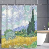 3BMT® Douchegordijn Anti Schimmel - Korenveld met Cipressen Van Gogh - Natuur - Douche Gordijn 180X200 cm - Shower Curtain - Douche Gordijnringen