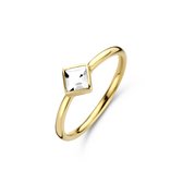 New Bling 9NB-0855-54 Zilveren Ring - Dames - Zirkonia - Vierkant - 5 x 5 mm - Maat 54 - Zilver - Gold Plated (Verguld/Goud op Zilver)