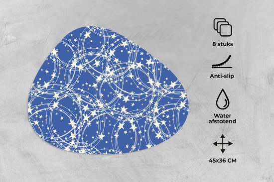 Placemat organisch - Placemats organic - Onderleggers - Schaatsen - Sterren - Winter - Kerst - Patroon - 8 stuks - Kerst - Cadeau - Kerstcadeau voor mannen, vrouwen en kinderen