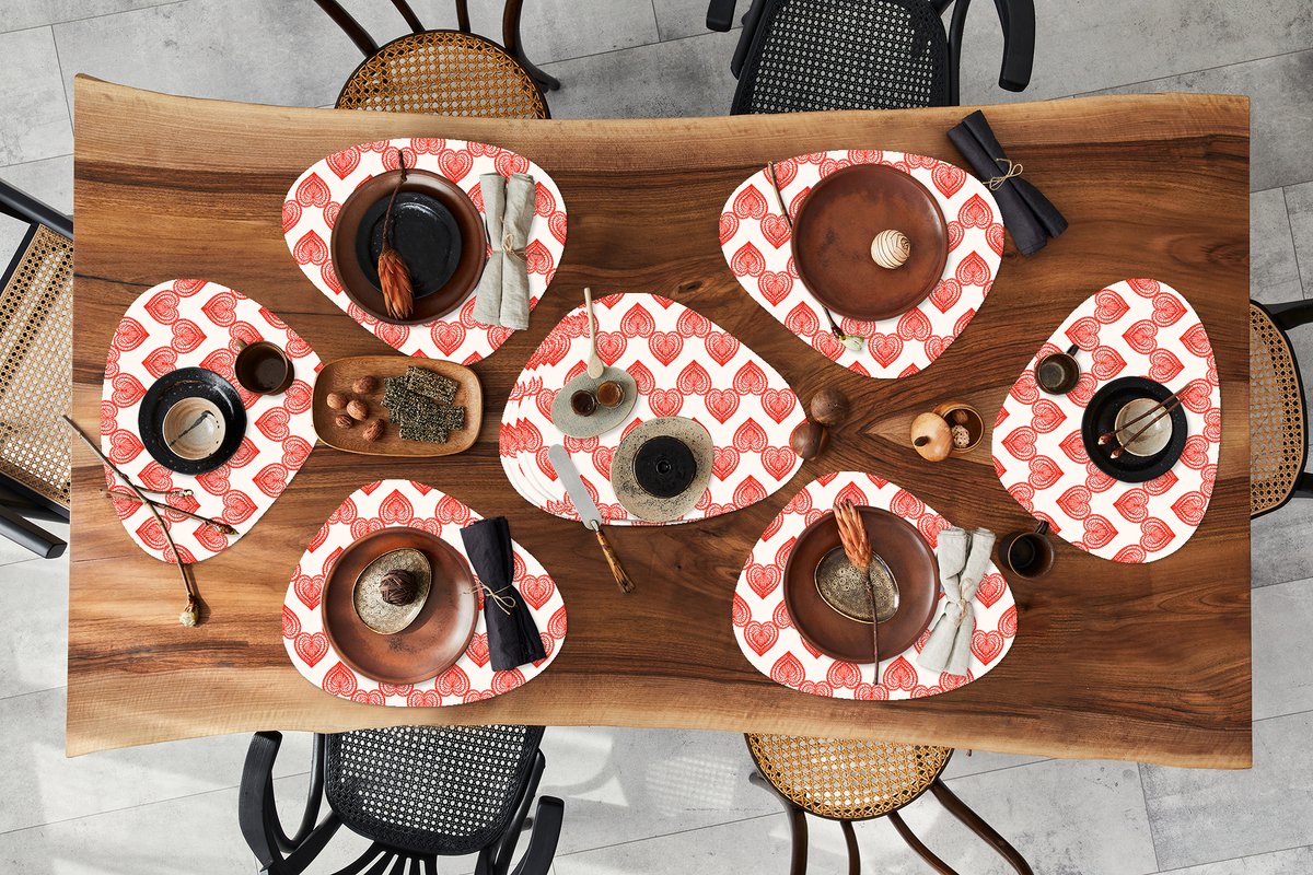 Placemat organisch - Placemats organic - Onderleggers - Hart - Valentijnsdag - Cadeau - 10 stuks