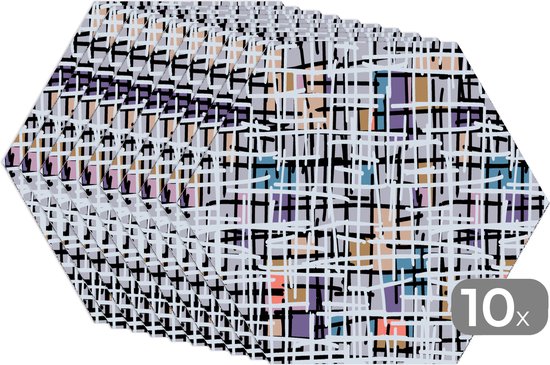 Napperons hexagon - Sets de table sets de table - Set de table hexagone - Ligne - Abstrait - Motifs - 10 pièces