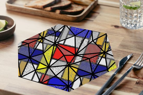 Napperons de table hexagon - Sets de table sets de table - Set de table hexagone - Mondrian - Abstrait - Motifs - 10 pièces