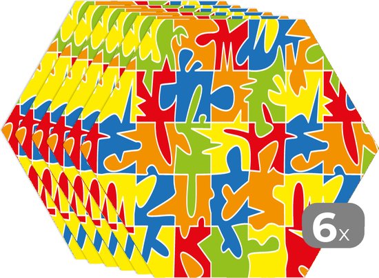 Napperons de table hexagon - Sets de table sets de table - Set de table hexagone - Puzzle - Motifs - Abstrait - 6 pièces