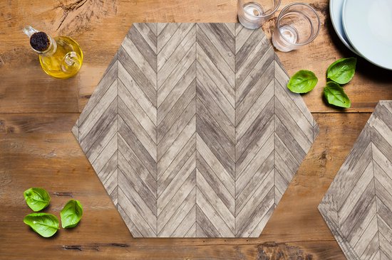 Napperons hexagon - Sets de table - Set de table hexagone - Etagère - Motifs - Brocante - 6 pièces