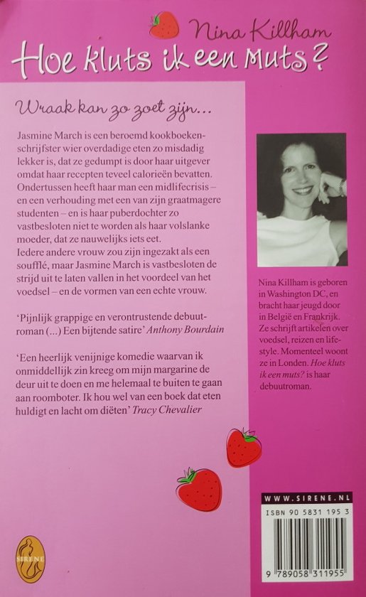 Achterkant van een boek met de titel 'Hoe kluts ik een muts?' en een foto van Nina Killham.