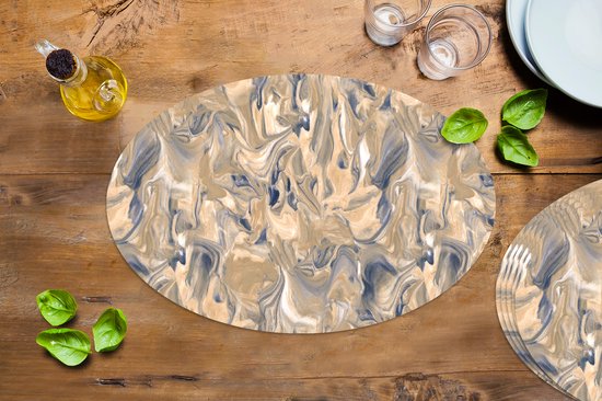 Napperons de table ovales - Sets de table - Sets de table ovales - Marbre - Grijs - Motifs - 6 pièces