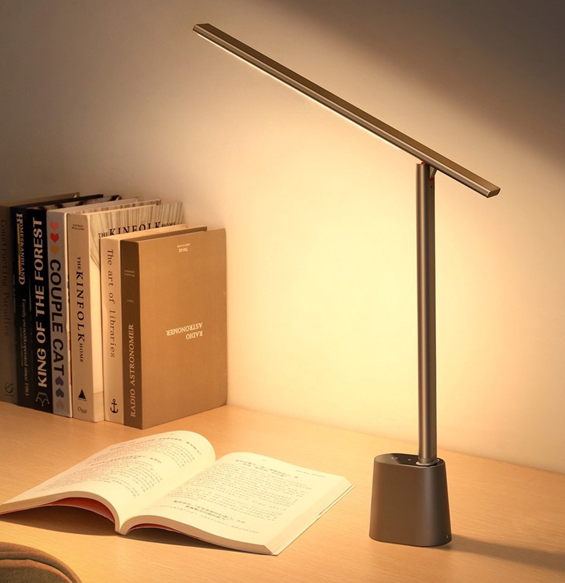 Opvouwbare dimbare leesbureaulamp - LED-bureaulamp - Oogbescherming Studie Dimbare kantoorverlichting - Opvouwbare tafellamp - Slimme adaptieve helderheid Bedlampje om te lezen
