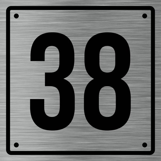 Huisnummer 38 op geborsteld metaal