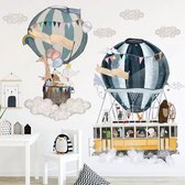 Merkloos - muursticker - luchtballon - dieren - kinderkamerinspiratie