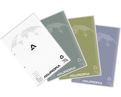 Aurora cursusblok A4 70G, gelijnd, met marge, 100 vel 10 stuks