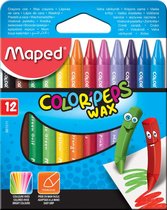 Maped waskrijt Color'Peps Wax, doos van 12 stuks in geassorteerde kleuren
