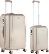 Bol.com CarryOn Skyhopper Kofferset – TSA Handbagage + Reiskoffer 78cm – Dubbele wielen - Champagne aanbieding