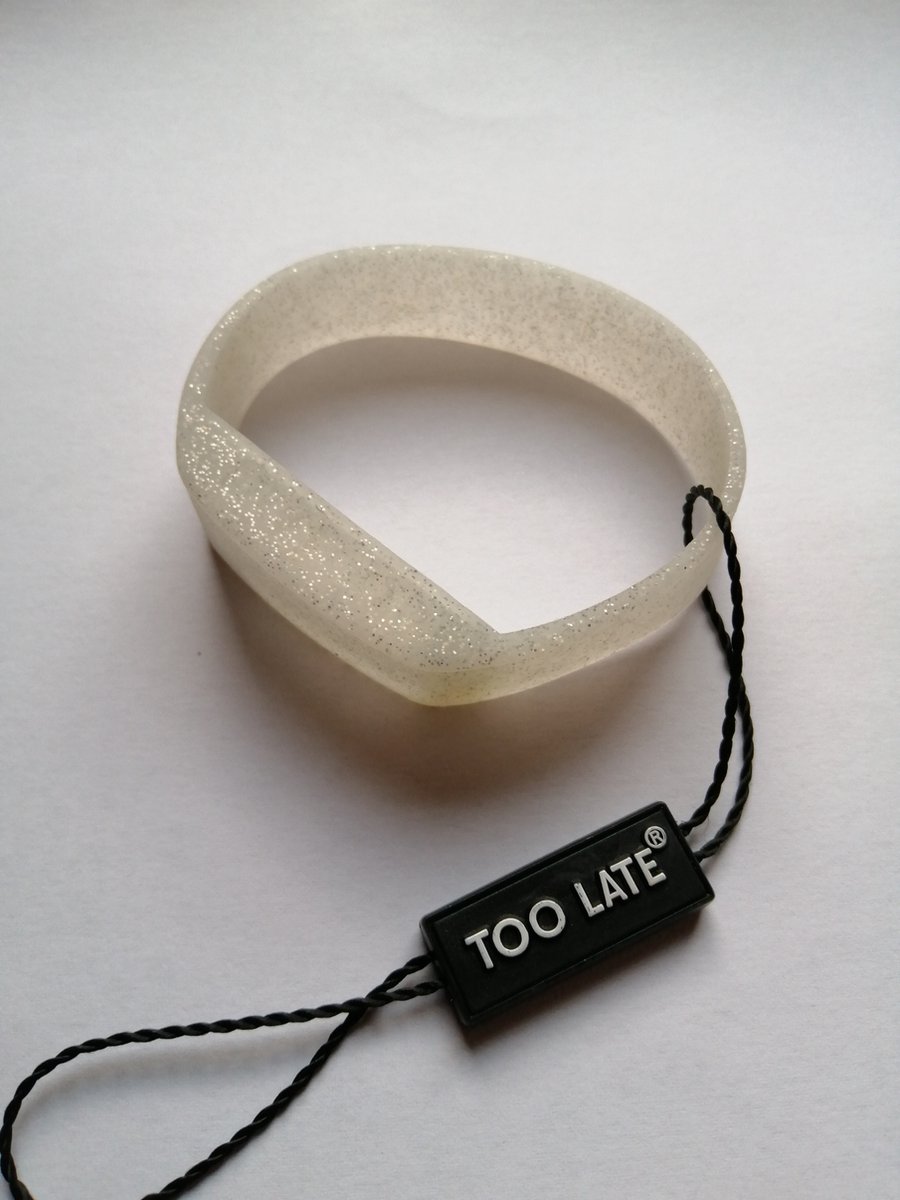 TOO LATE - Led horloge Glitter - siliconen - zilver - polsmaat S