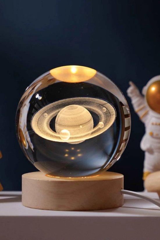 ik heb dorst Commotie Spreek luid Oneiro's Luxe 3D Kristallen Bol Lamp - tafellamp - USB oplaadbaar - ø6 x H8  cm -... | bol.com