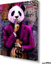 Luxe Canvas Schilderij Panda Thief | 75x100 | Woonkamer | Slaapkamer | Kantoor | Muziek | Design | Art | Modern | ** 4CM DIK! 3D EFFECT**