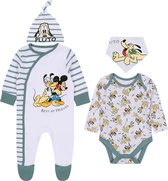 Ensemble bébé en coton avec barboteuse, body et bavoir - Pluto Disney / 50
