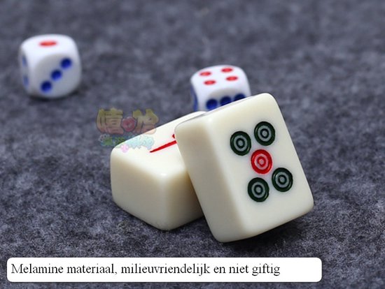 Thumbnail van een extra afbeelding van het spel Mah-Jong Spel in Doos - Mini Reisspel - Maat S - 16x24mm - Standard 144 Stuks  - Crème Kleur